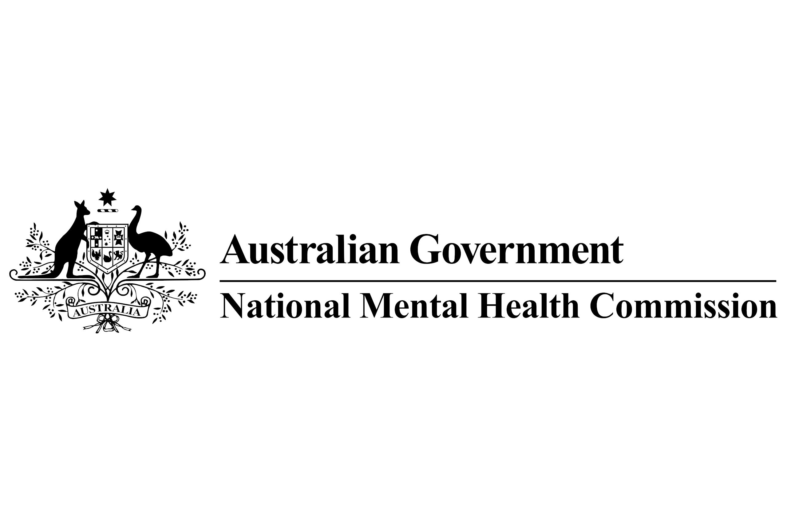 Commonwealth Government crest with emu, kangaroo, shield and wattle, and the words 'Australian Government National Mental Health Commission