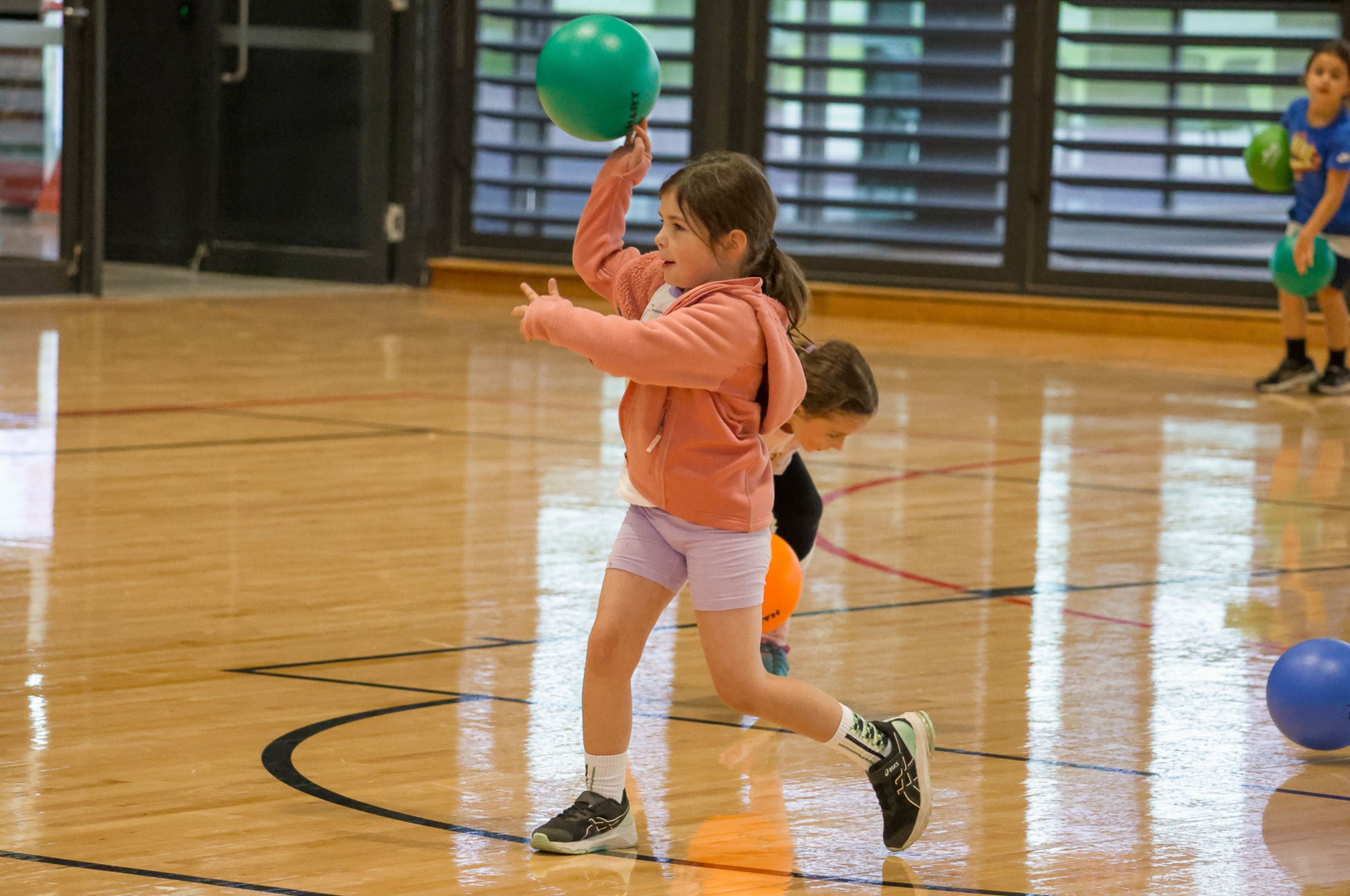 2024 Sports Park Birthday Parties Little Girl Throwing Dodgeball