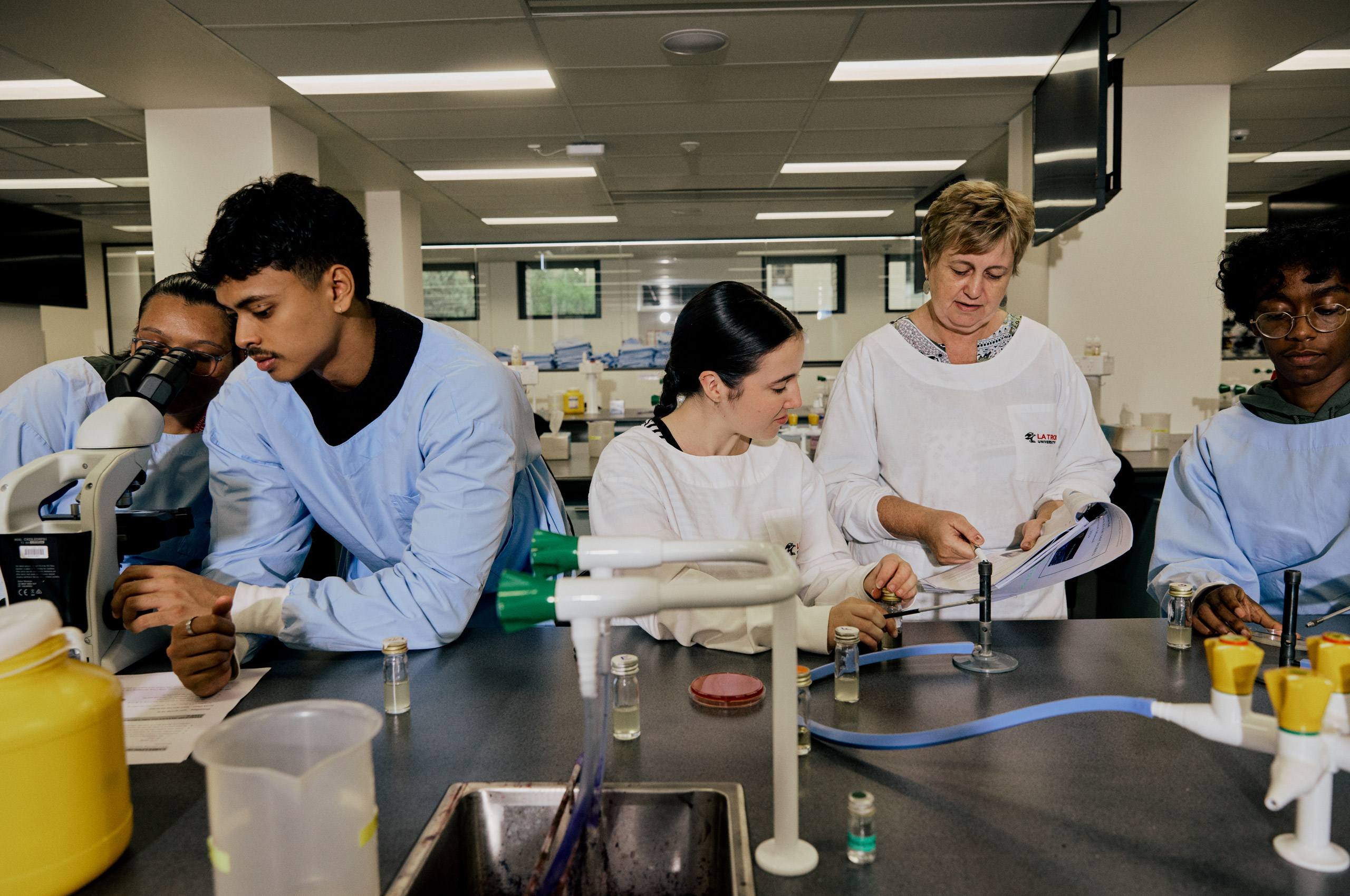 Students doing an experiment in a lab