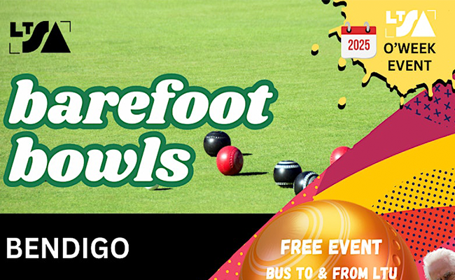 Graphic with Barefoot Bowls - Bendigo written on it