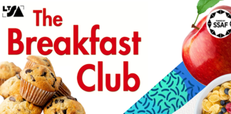 Graphic with 'the breakfast club' text written across it