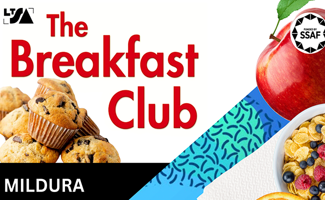 Graphic with 'the breakfast club' text written across it