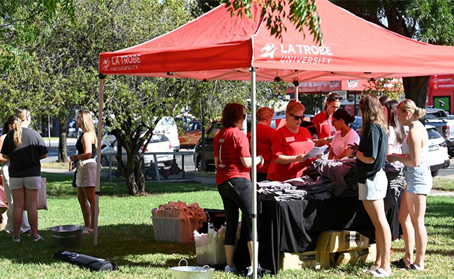 Students at Shepparton O Week registration tent