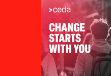 Graphic with CEDA logo and heading 'Change starts with you'