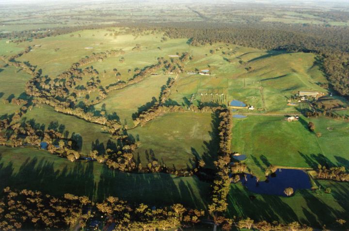 Drone footage of rural landscape